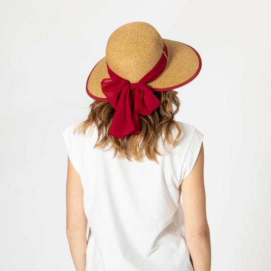 San Diego Hat Co. Brunch Date With Red Chiffon Tie