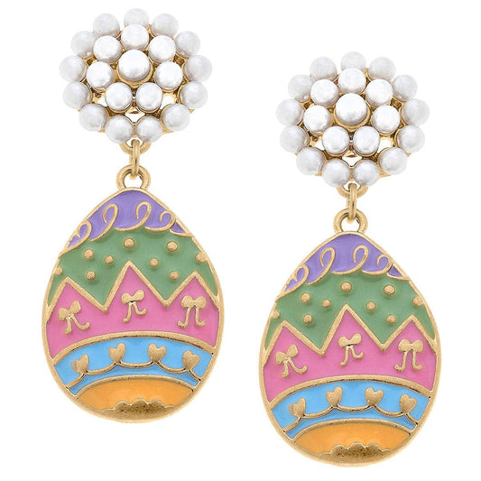 Remi Easter Egg Pearl Cluster Enamel Earrings