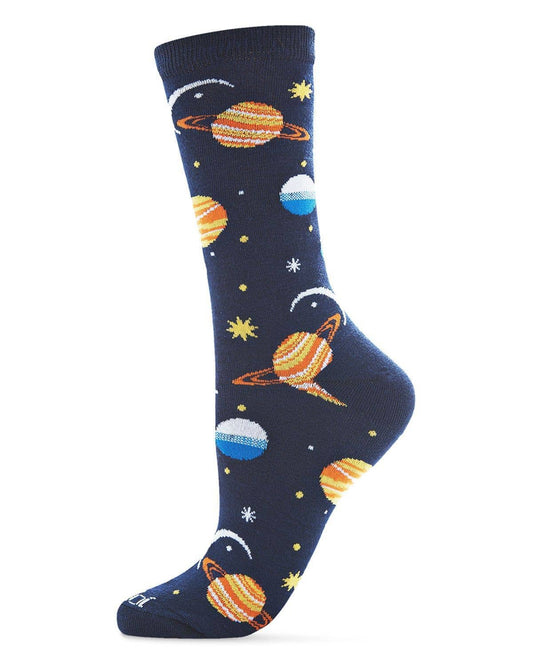 MeMoi Planetarium Novelty Crew Socks: 9-11 / Navy