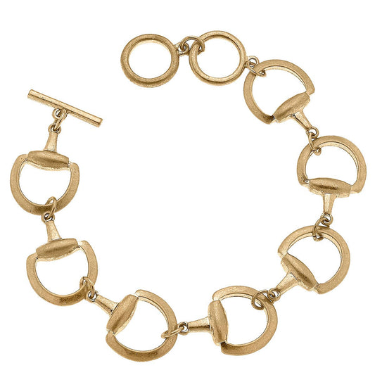 Andie Horsebit Linked Bracelet in Worn Gold