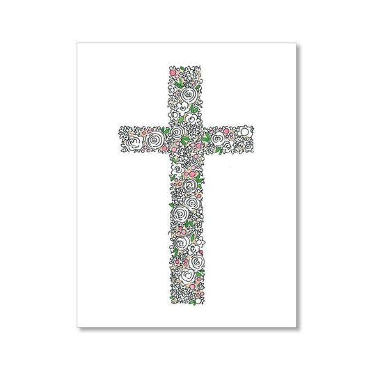 Floral Cross Faith Card