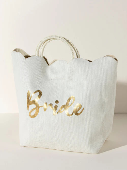 Shiraleah "Bride" Scalloped Edge Tote, Ivory