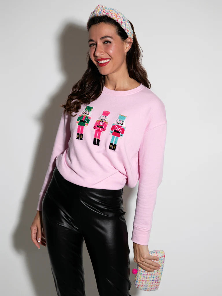 Shiraleah Blush Pink Nutcracker Holiday Sweatshirt