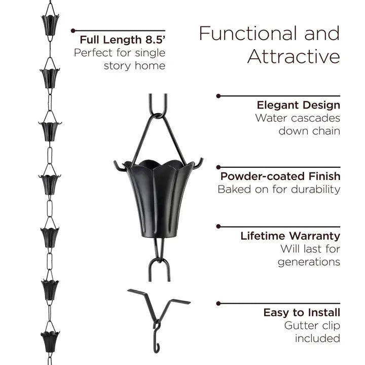 Fluted 11 Cup Rain Chain 8-1/2’