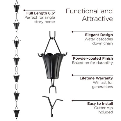 Fluted 11 Cup Rain Chain 8-1/2’