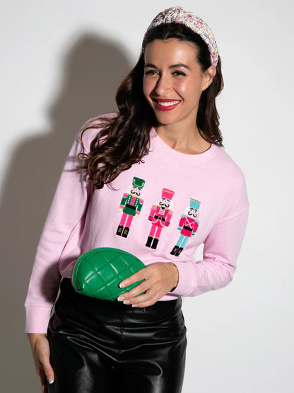 Shiraleah Blush Pink Nutcracker Holiday Sweatshirt