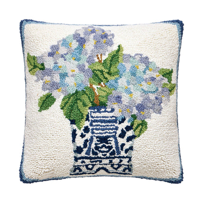 Rhapsody In Blue Hydrangea Wool Pillow