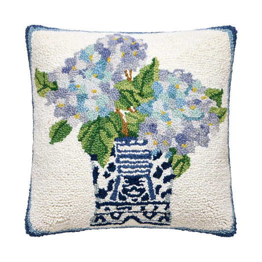 Rhapsody In Blue Hydrangea Wool Pillow
