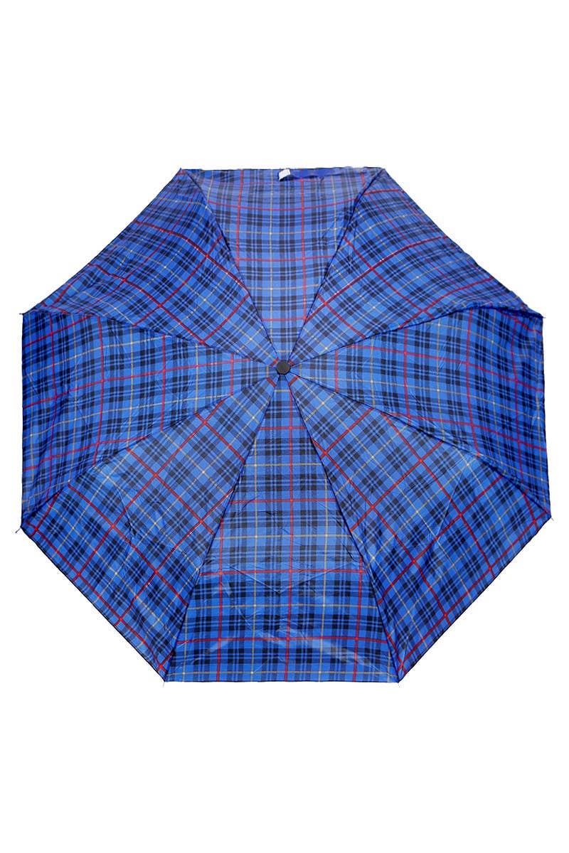 Blue Plaid Compact Umbrella