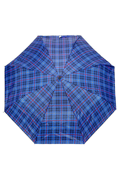 Blue Plaid Compact Umbrella