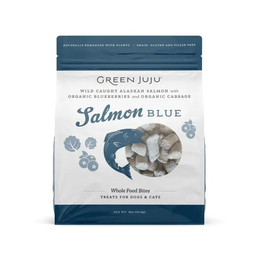 Green Juju Dog Freeze Dried Topper Salmon Blue 18oz.