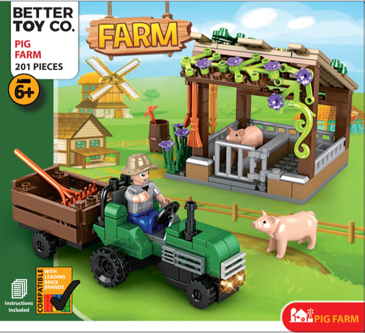 Pig Farm and Tractor Building Brick Kit