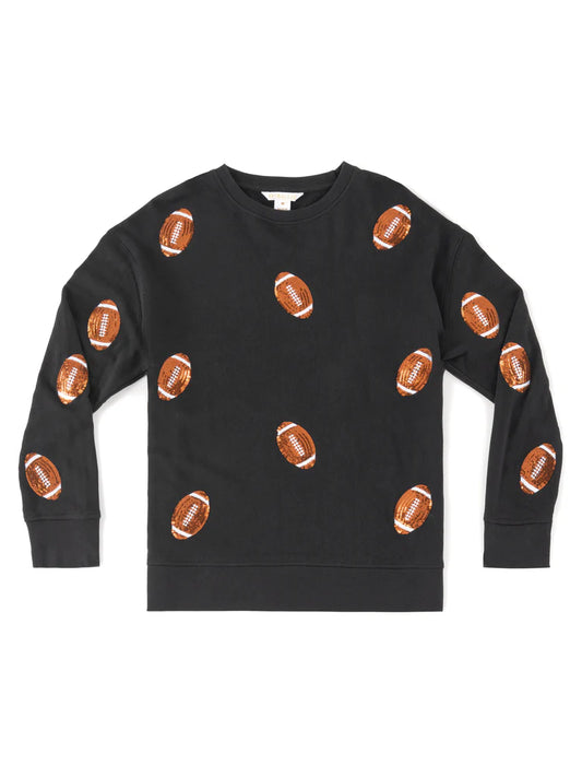 Shiraleah Sequin Football Black Sweatshirt