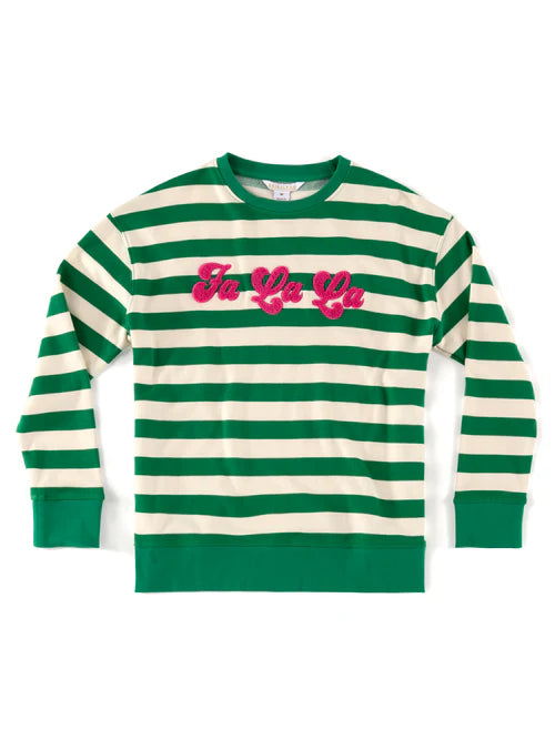 Fa La La Green Stripe Sweatshirt by Shiraleah