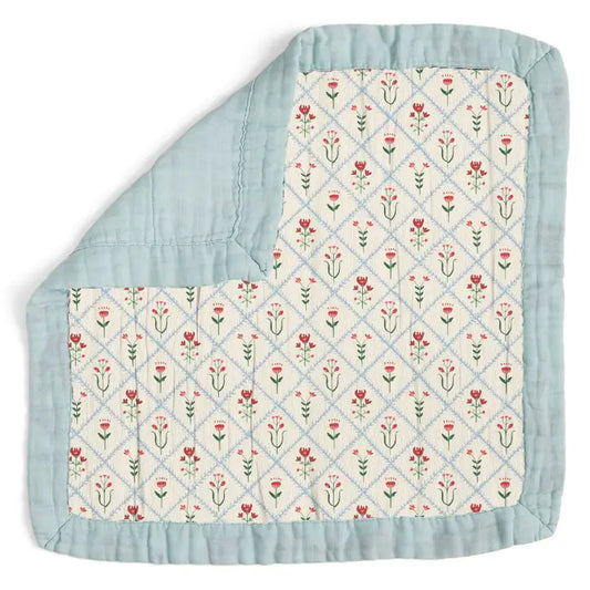 Scandinavian Folk Floral Diamond Baby Lovey Muslin Blanket