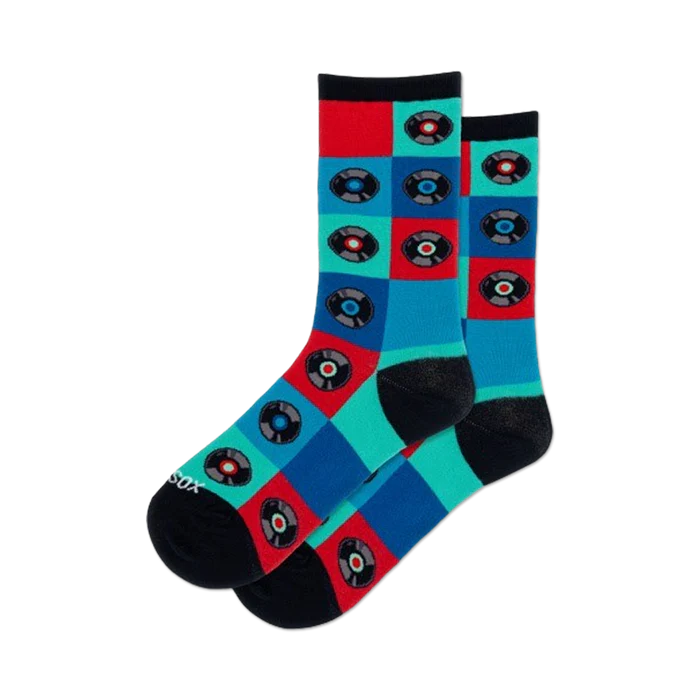 Record Grid Womens Crew Socks