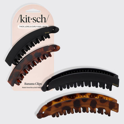 Banana Clip 2pc- Black & Tortise