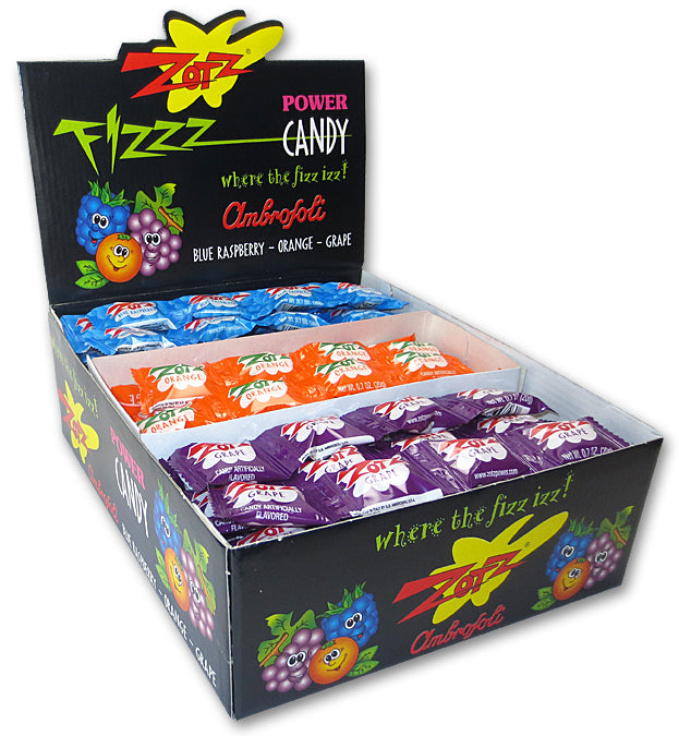 Zotz Strings Fizz Power Candy: Grape, Orange, Blue Raspberry