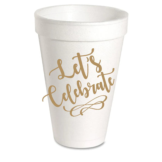 RosanneBeck Collections Gold Let's Celebrate Styrofoam Cup - 10CT