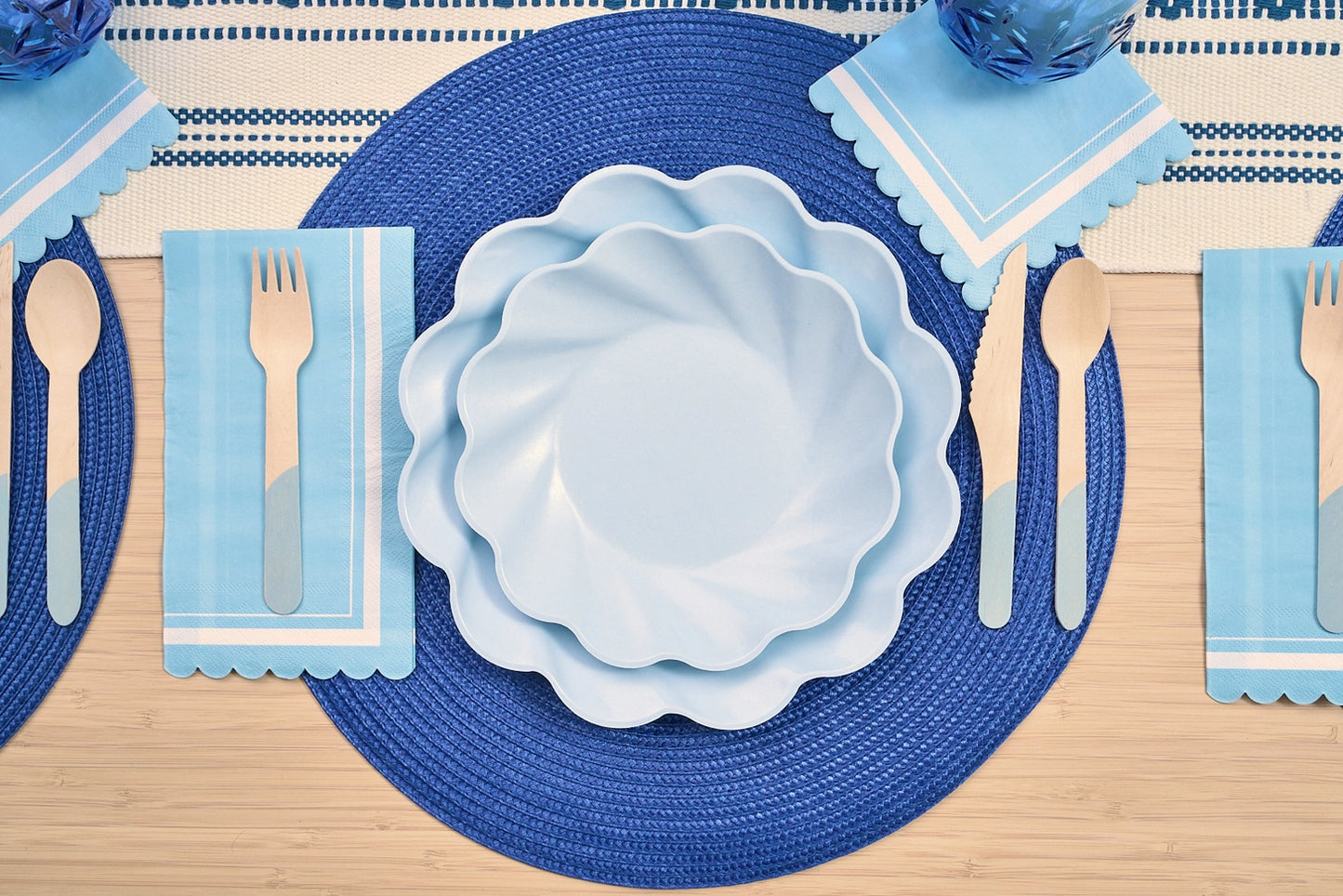 Sky Blue Bamboo Dinner & Salad Plates