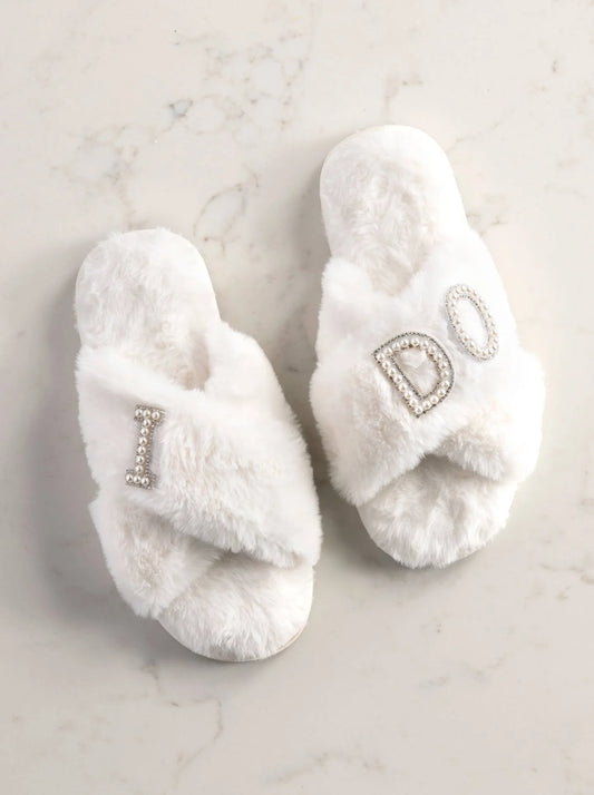 "I DO" Ivory Bridal Slippers