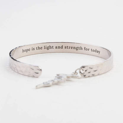 Inspirational Silver Nina Hope Charm Cuff Bracelet