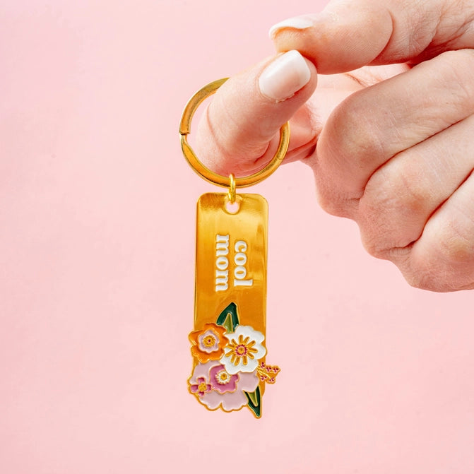 Enamel Floral Keychain - Mama