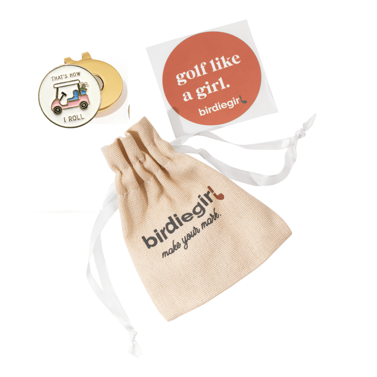Birdie That's How I Roll Women's Golf Ball Marker with Hat Clip