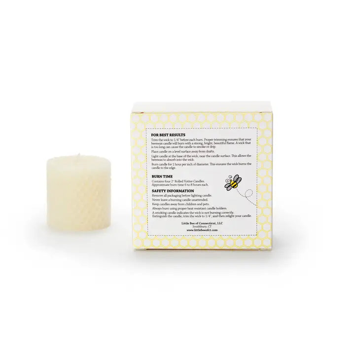 Hand-Rolled Beeswax Votives - 4 Pack