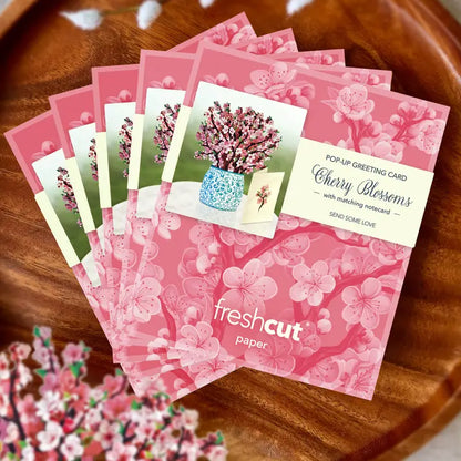 Cherry Blossom Pop-Up Bouquet Blank Greeting Card