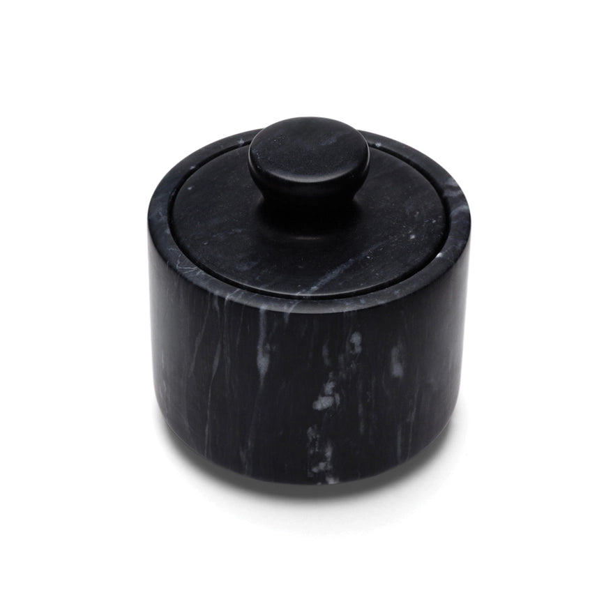 Lidded Black Marble Salt Cellar