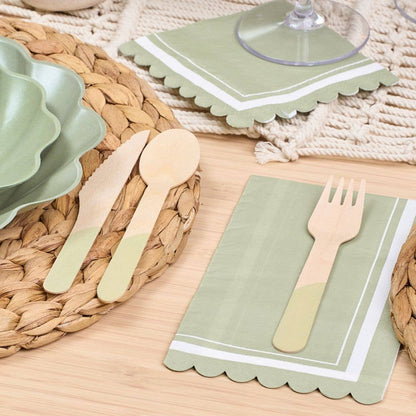 Sage Scalloped Edge Guest Napkin