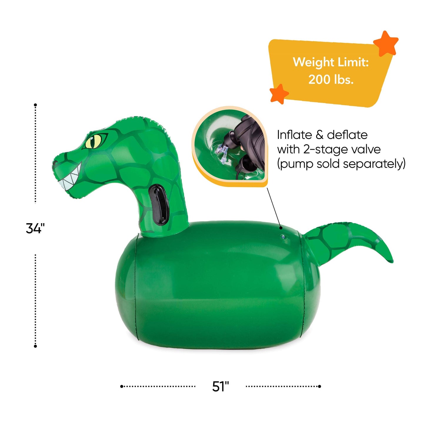 Inflatable Ride-On Hop 'n Go - Set of 2: Dinosaur