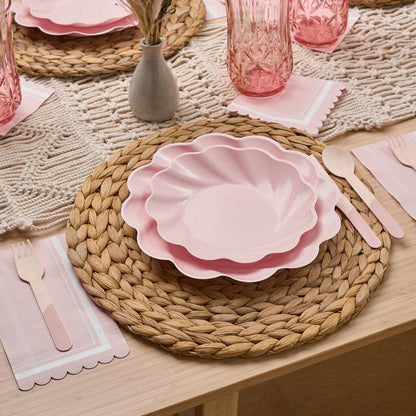 Blush Scalloped Edge Cocktail Napkin