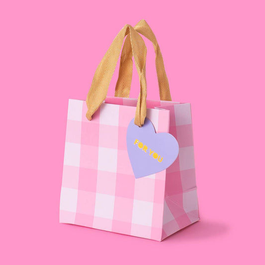 Pink Gingham Gift Bag - Small