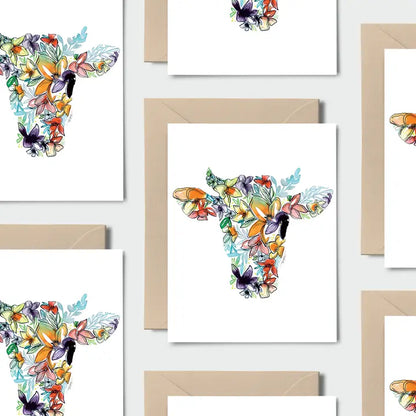Amanda Klein Co. Cow Floral Note Card Stationery Set