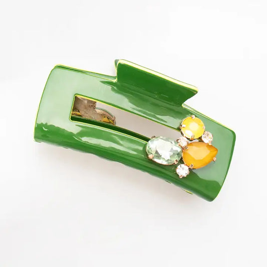 Violet & Brooks Green Color Block Modern Hair Claw or Hair Clip