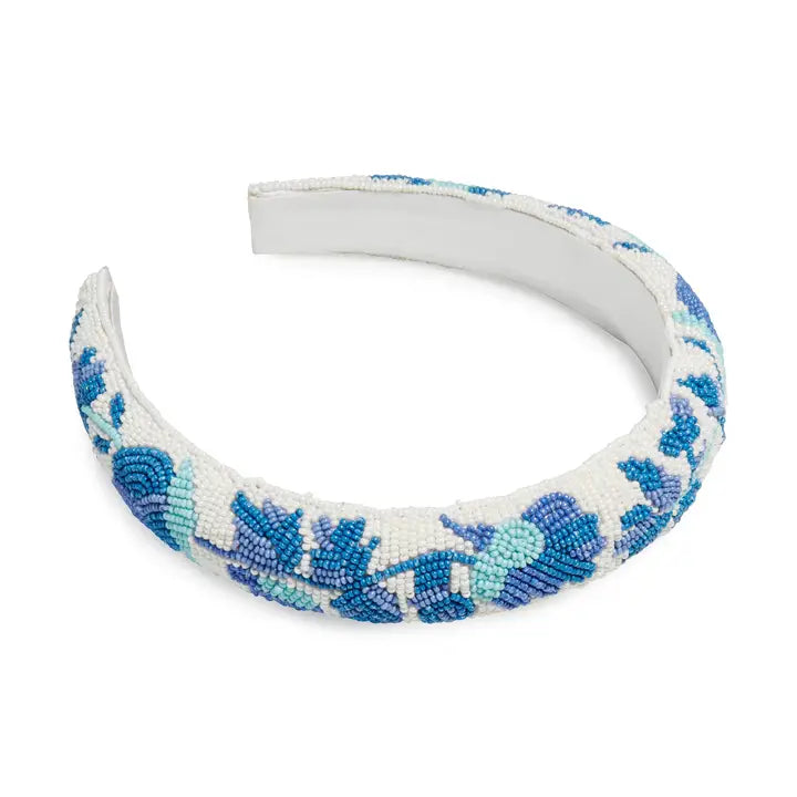 Beaded Blues Floral Headband