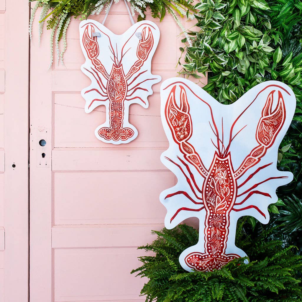 Red Chinoiserie Crawfish Door Hanger