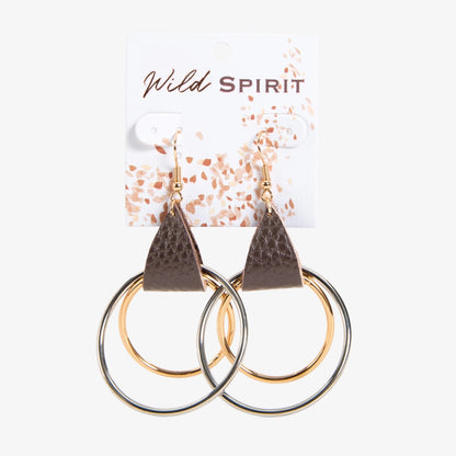 Wild Spirit Western Leather Gold and Silver Ring Earrings