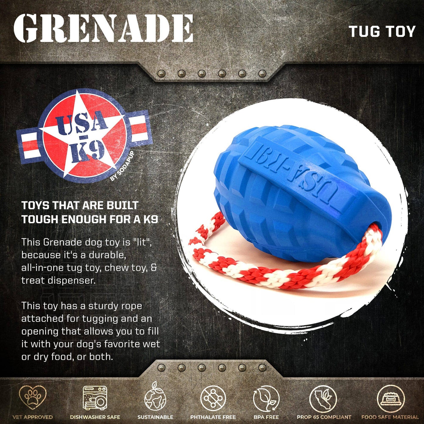USA-K9 Grenade Chew Toy