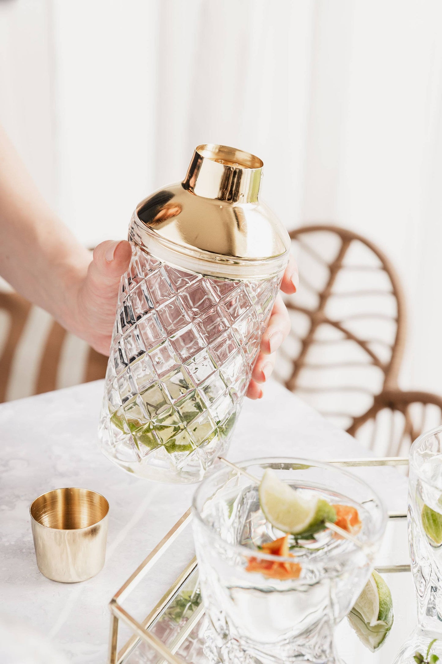 Glass Cocktail Shaker - Gold