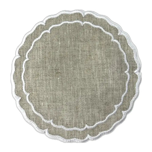 Skyro Linho Scalloped Round Coaster Set