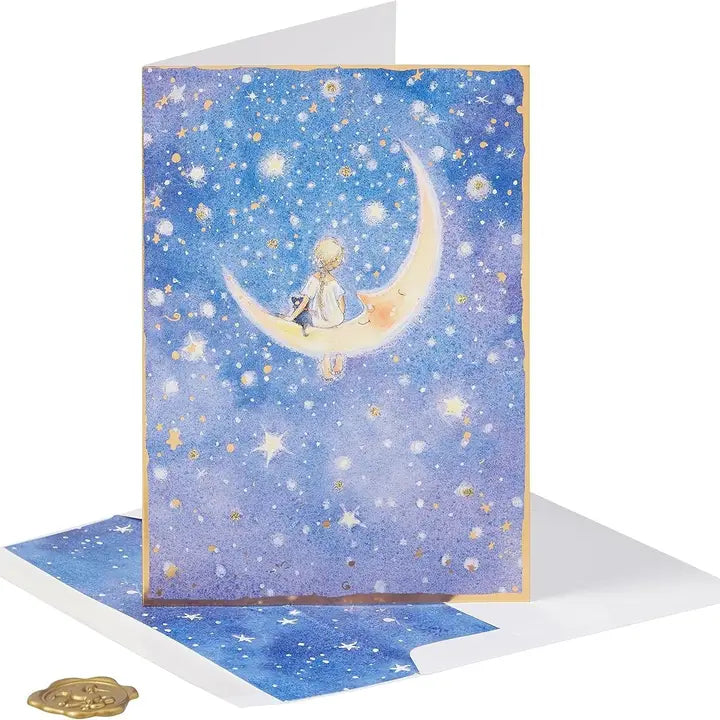 Girl On Moon Birthday Card