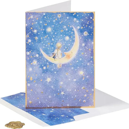 Girl On Moon Birthday Card