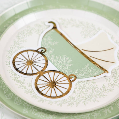 Sage Baby Carriage Beverage Napkins