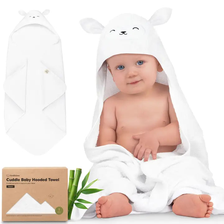 KeaBabies Cuddle Baby Hooded Towel: Lamb