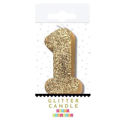 Gold Glitter Number Candles (Party Partners)