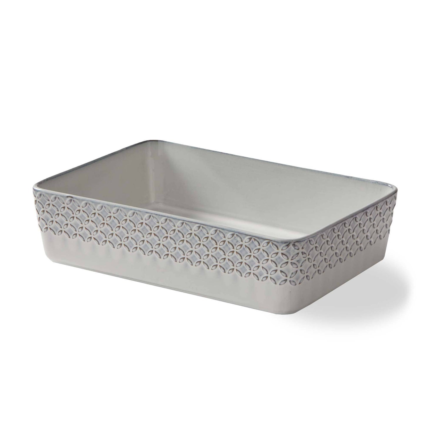 Bistro Rectangular Baker - White/Gray Stoneware