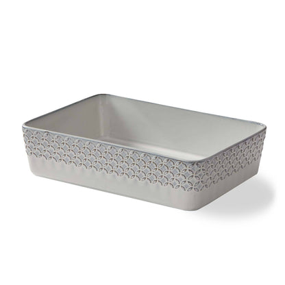 Bistro Rectangular Baker - White/Gray Stoneware